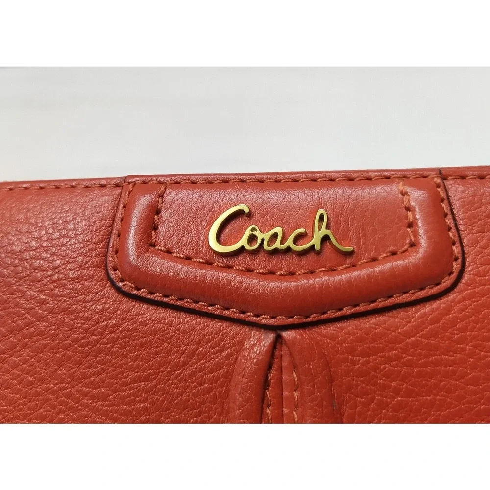 Coach Ashley Red Leather Zip Around Credit Card Wallet